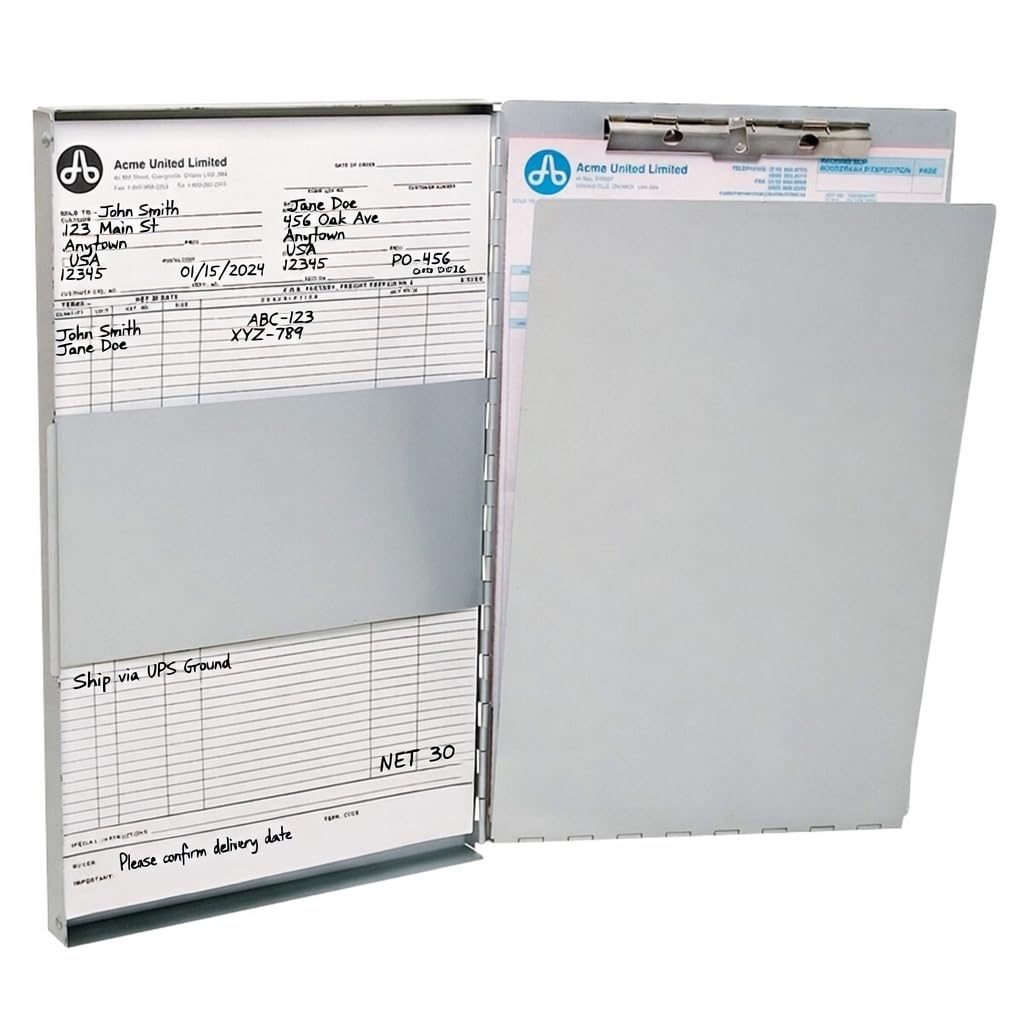 Westcott Side-Hinged Sheet Holder, Letter Size (9" x 12"), Durable Aluminum Clipboard Folder with Steel Clips, 30-Page Capacity, Secure Document Storage for Office, Field, and Industrial Use (38012)