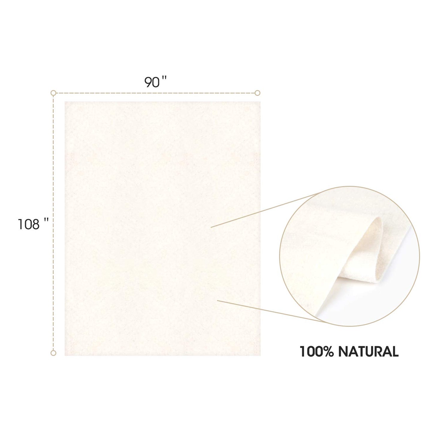 Blosail 90 Inches X 108 Inches Natural Cotton Quilt Batting for Quilting, Craft Patchwork & Quilts – Soft & Breathable for All Season Use