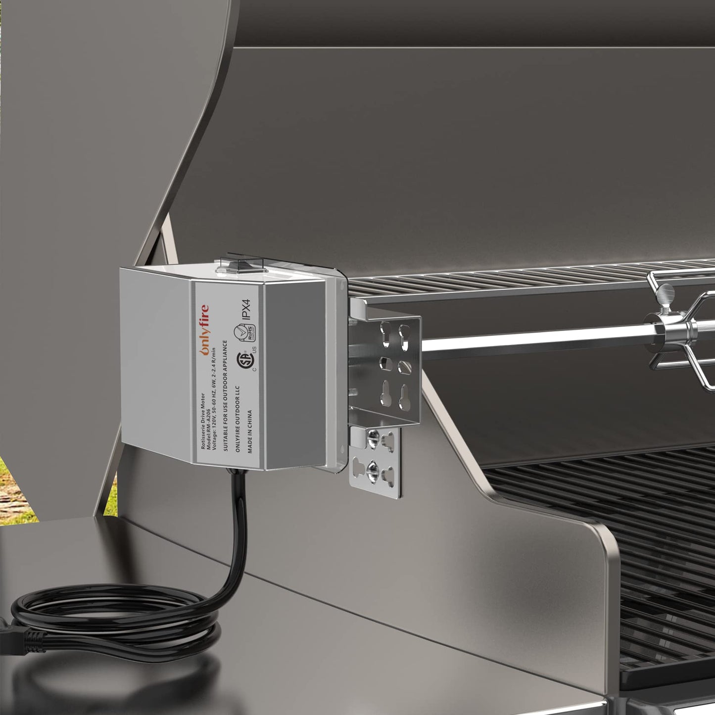 Onlyfire Universal Grill Replacement Rotisserie Kit - 45'' & 53'' X 1/2'' Hexagon Spit Rod, 50 lb Stainless Steel Electric Motor