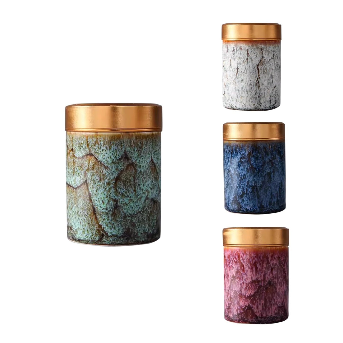 NS Online Small Mini Urns 4 Piece -Metal Screw lid Ceramic Keepsake Urns Set 4 Piece for Ashes - for Adult, Child, and Pets, Honor Your Loved One Lost