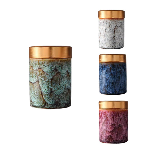 NS Online Small Mini Urns 4 Piece -Metal Screw lid Ceramic Keepsake Urns Set 4 Piece for Ashes - for Adult, Child, and Pets, Honor Your Loved One Lost