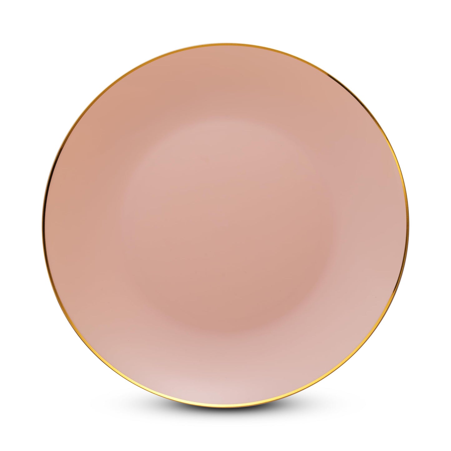 Munfix 100 Pink Gold Plastic Plates Set, 50 Pcs 10.25 Inch Disposable Dinner and 50 Pcs 7.5 Inch Plastic Dessert Plates, Elegant Fancy Heavy Duty for Party, Wedding, Pink with Gold Rim