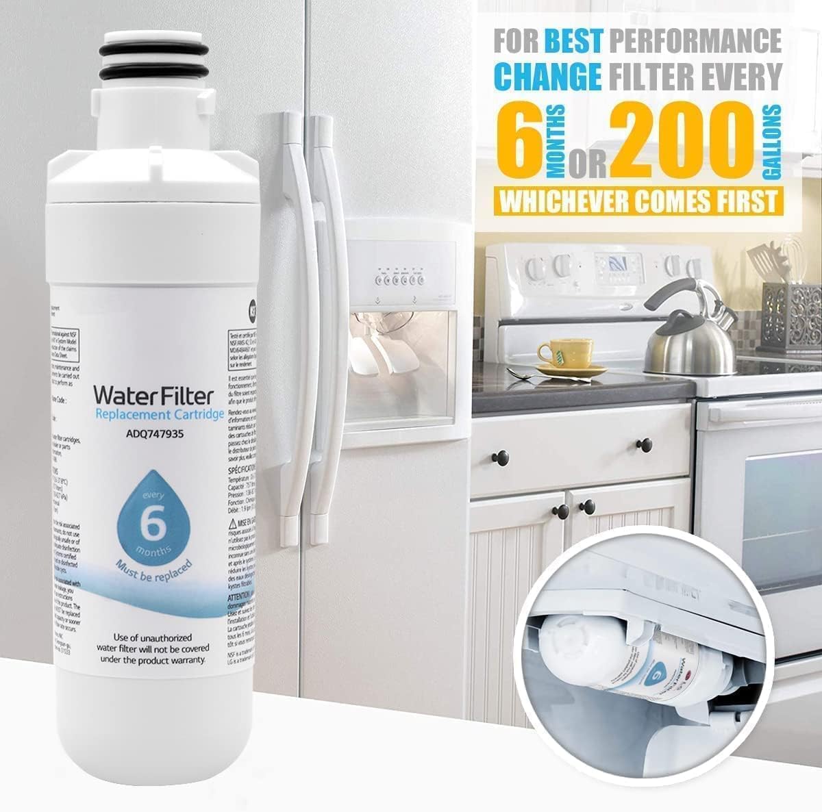 LT1000P 2-Pack Refrigerator Water Filter –Replacement for LT1000P/PC/PCS, ADQ74793501