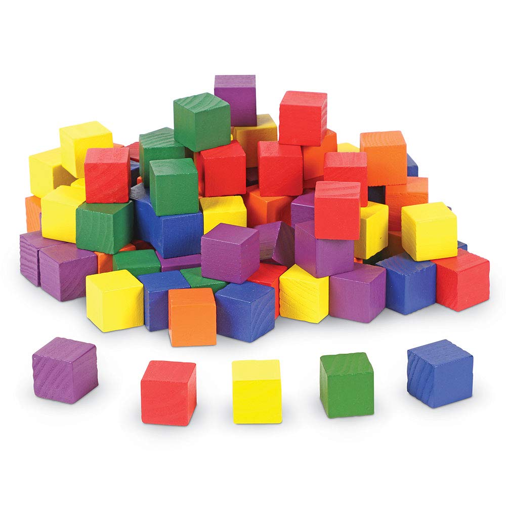 Learning Resources LER0136 One Inch Wooden Color Cubes, Counting & Sorting Skills, 102 Pieces, Ages 4+