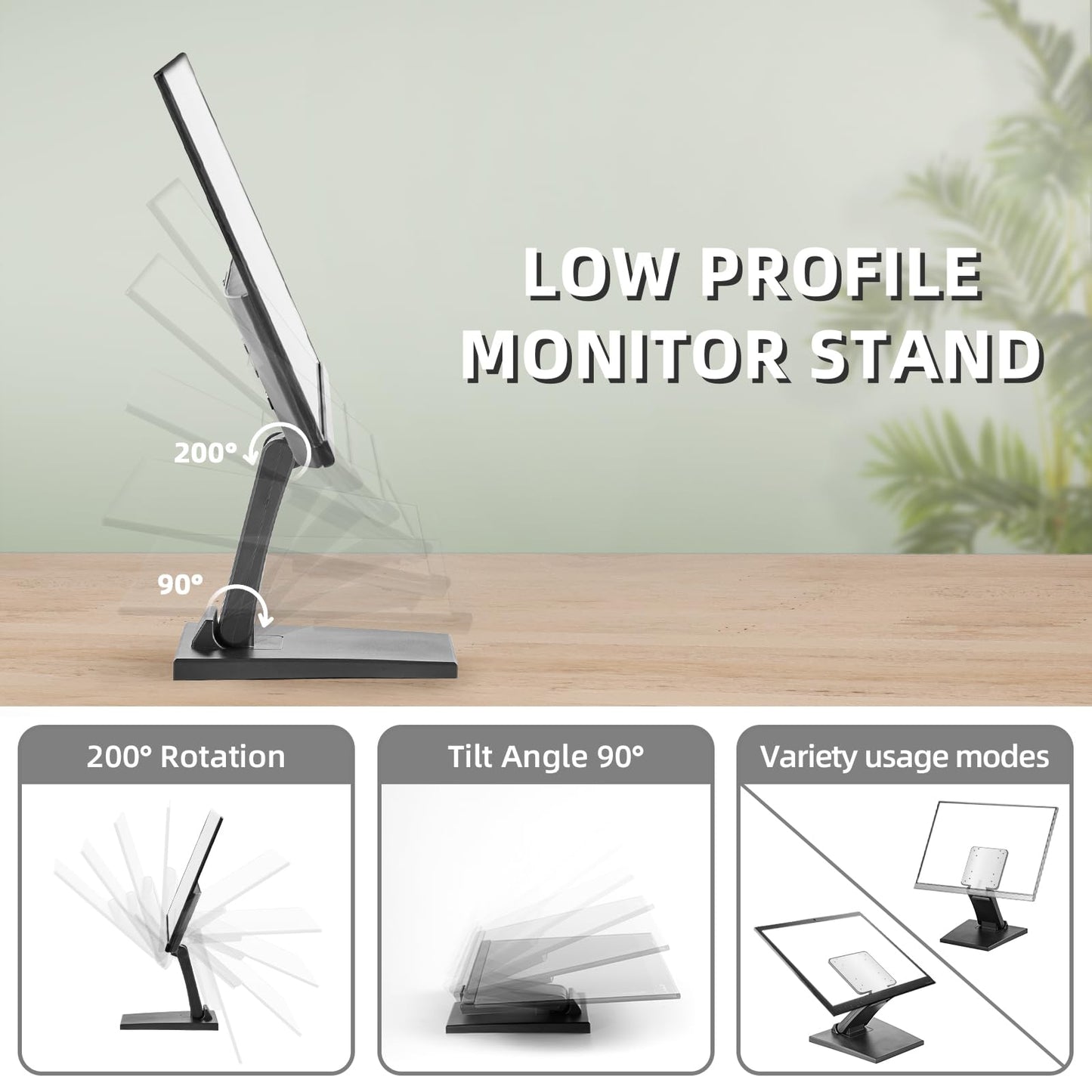 Wearson WS-03A Adjustable LCD TV Stand Folding Metal Monitor Desk Stand with VESA Hole 75 * 75 100 * 100mm