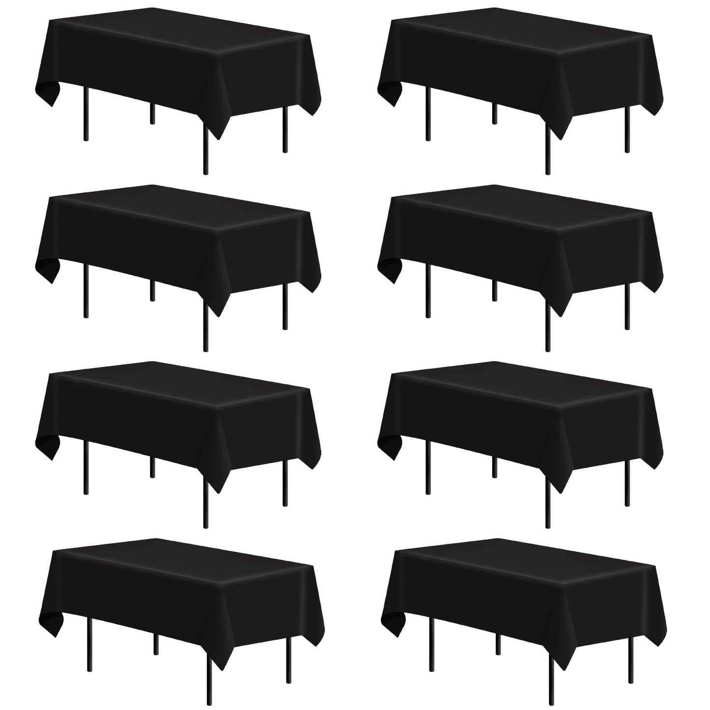 Fayavoo 8 Pack Black Table Cloth 58 x 102 Inch Rectangle Table Cover Stain and Wrinkle Resistant Washable Polyester Table Cloth for Decorative Table Cover for Dining Table, Buffet Parties and Camping