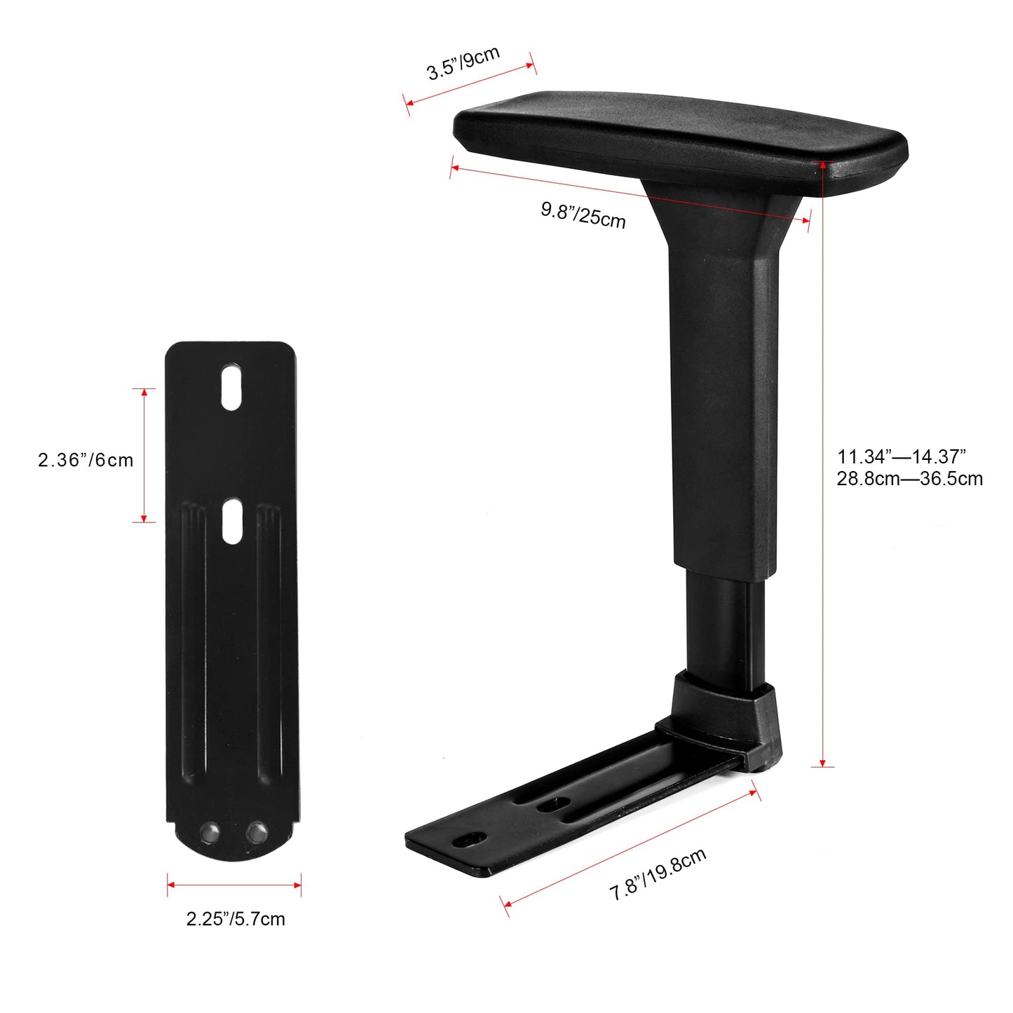 Pair of 3D Adjustable T Arm Rests Replacement for Most Office Chairs