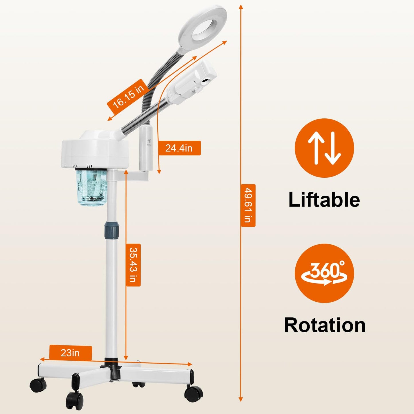 Professional Facial Steamer, 2 in 1 Facial Steamer with 5X Magnifying Lamp/Adjustable Hot Mist Nozzle, Facial Steamers for Home Beauty Salon Spa, Face Steamer for Esthetician