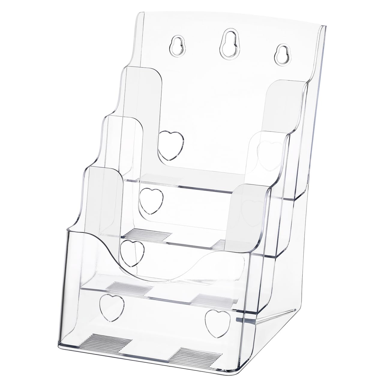 Tofficu Multi-Tier Literature Holder Clear Acrylic Brochure Display Stand 4-Slot File Organizer Desktop Rack for Office Home Counters 9.92X6.69X6.41 Inch