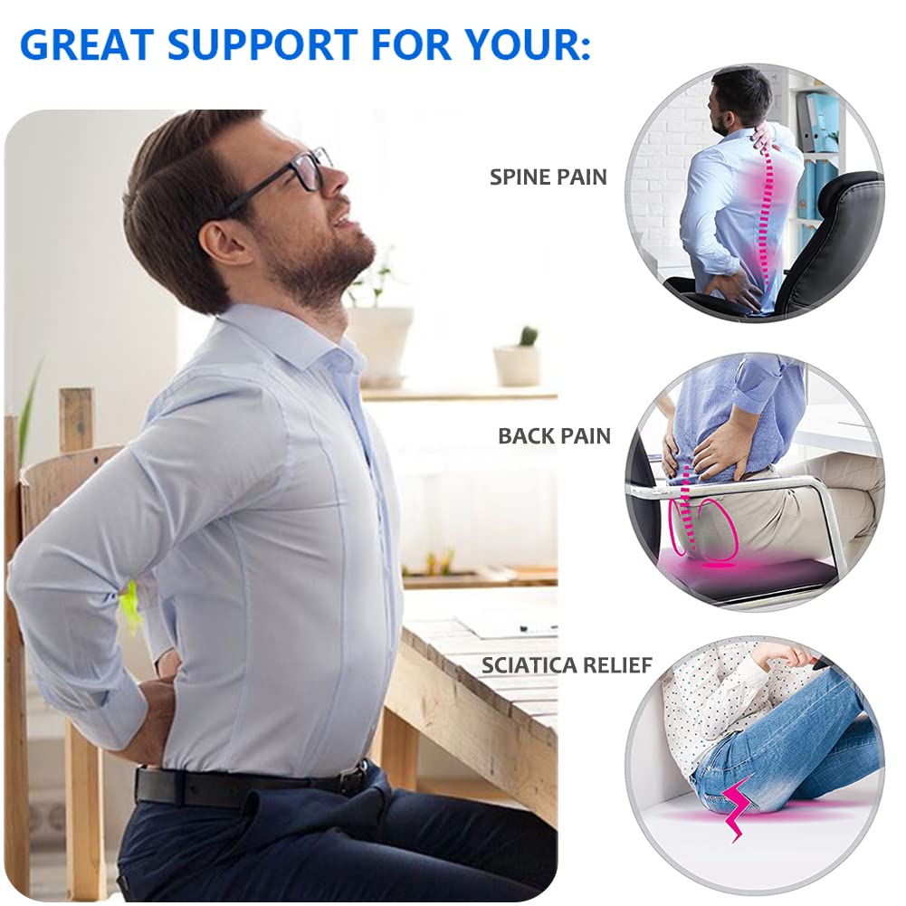 Gel Seat Cushion, Office Seat Cushion Chair Pads for Office Home Car Wheelchair Long Trips - Extra Thick Gel Cushion for Pressure Sores, Tailbone, Back, Sciatica Pain Relief (Extra Thick, Blue)