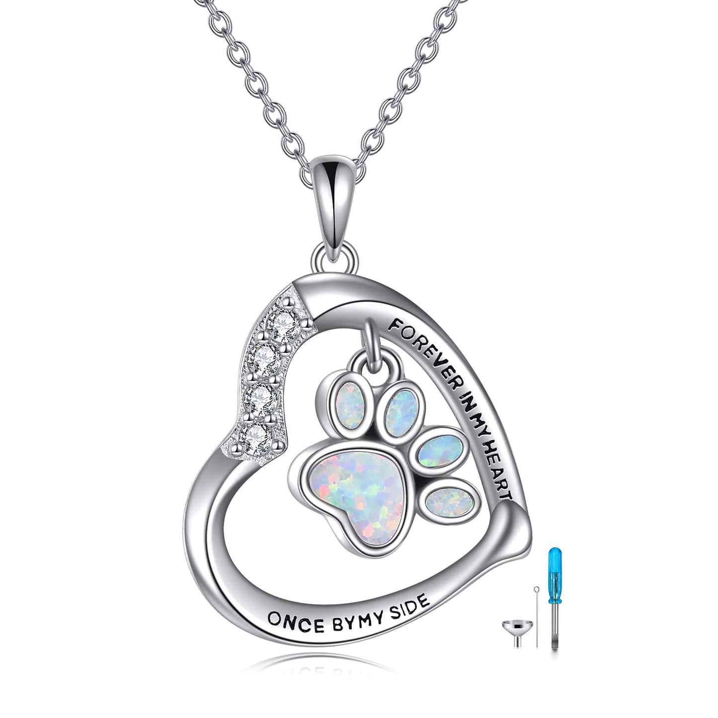 YFN Paw Urn Necklace Sterling Silver Dog Cat Paw Ashes Pendant Pet Cremation Memorial Jewelry Paw Print Gift for Women