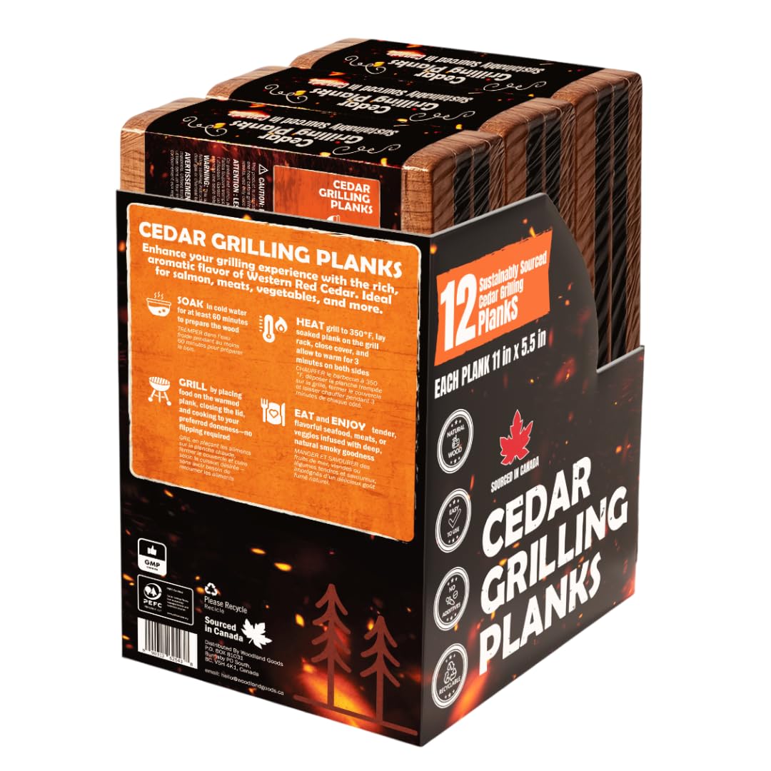 Cedar Grilling Planks - 12 Pack - Premium Western Red Cedar