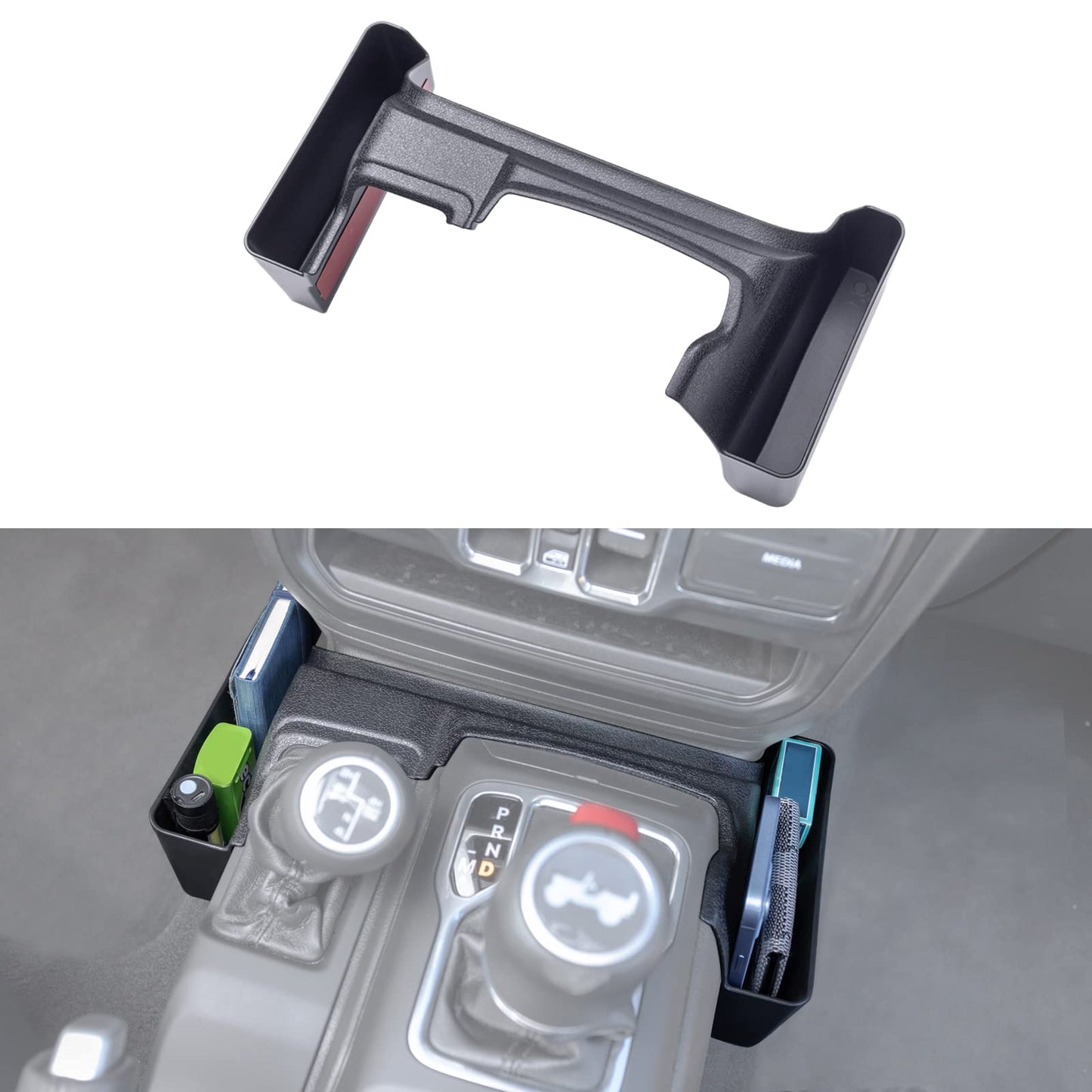 Center Console Gear Shift Organizer Tray Compatible with Jeep Wrangler JL/JLU 2018-2023 2024 2025 and Jeep Gladiator JT Truck 2020-2022 2023 2024 2025 Storage Box Accessories (Not for JK/JKU)
