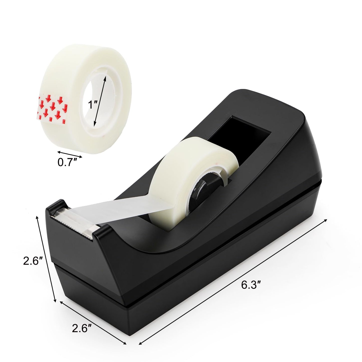 Suwimut 10 Pack Desktop Tape Dispenser, 1 Inch Core Tape Dispensers with 10 Rolls Invisible Tapes Refills, Non Skid Base Plastic Tapes Roll Dispenser Bulk for Desk Office Home School, 0.7 x 985 Inches