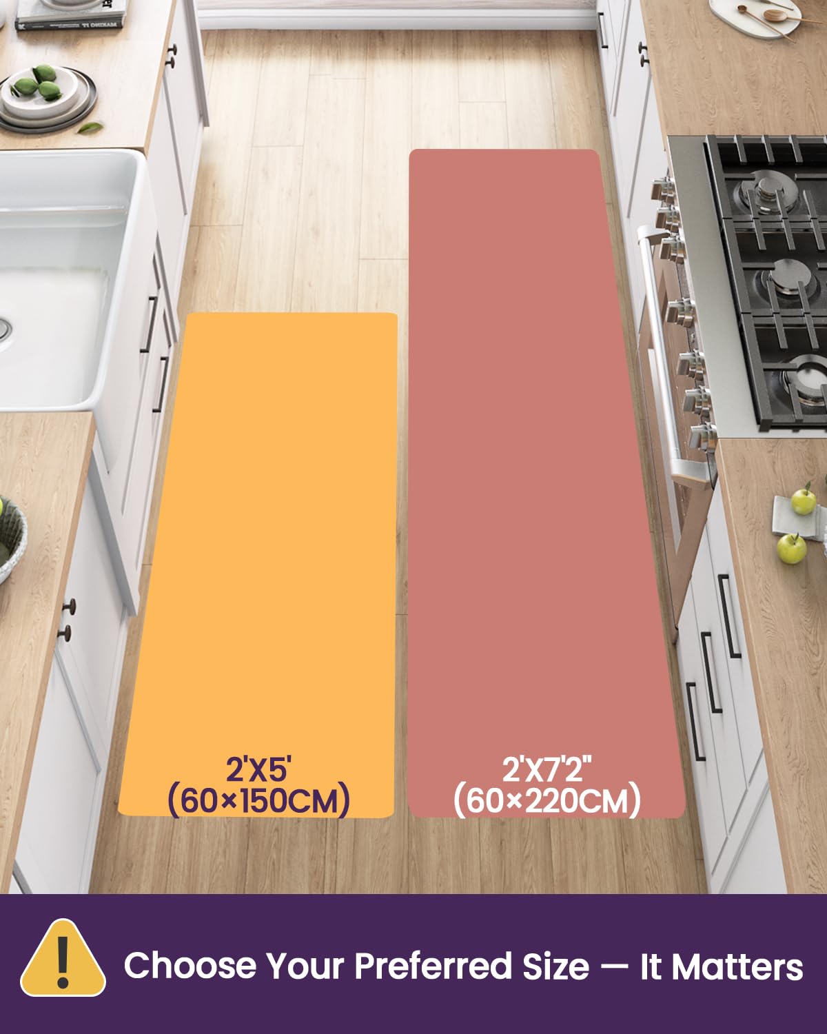 DEXI Kitchen Mats for Floor Anti Fatigue, 23x86 Long Runner Rug with Non Slip Back, Cushioned Foam Waterproof Standing Desk Boho Floral Home Decor, Grey