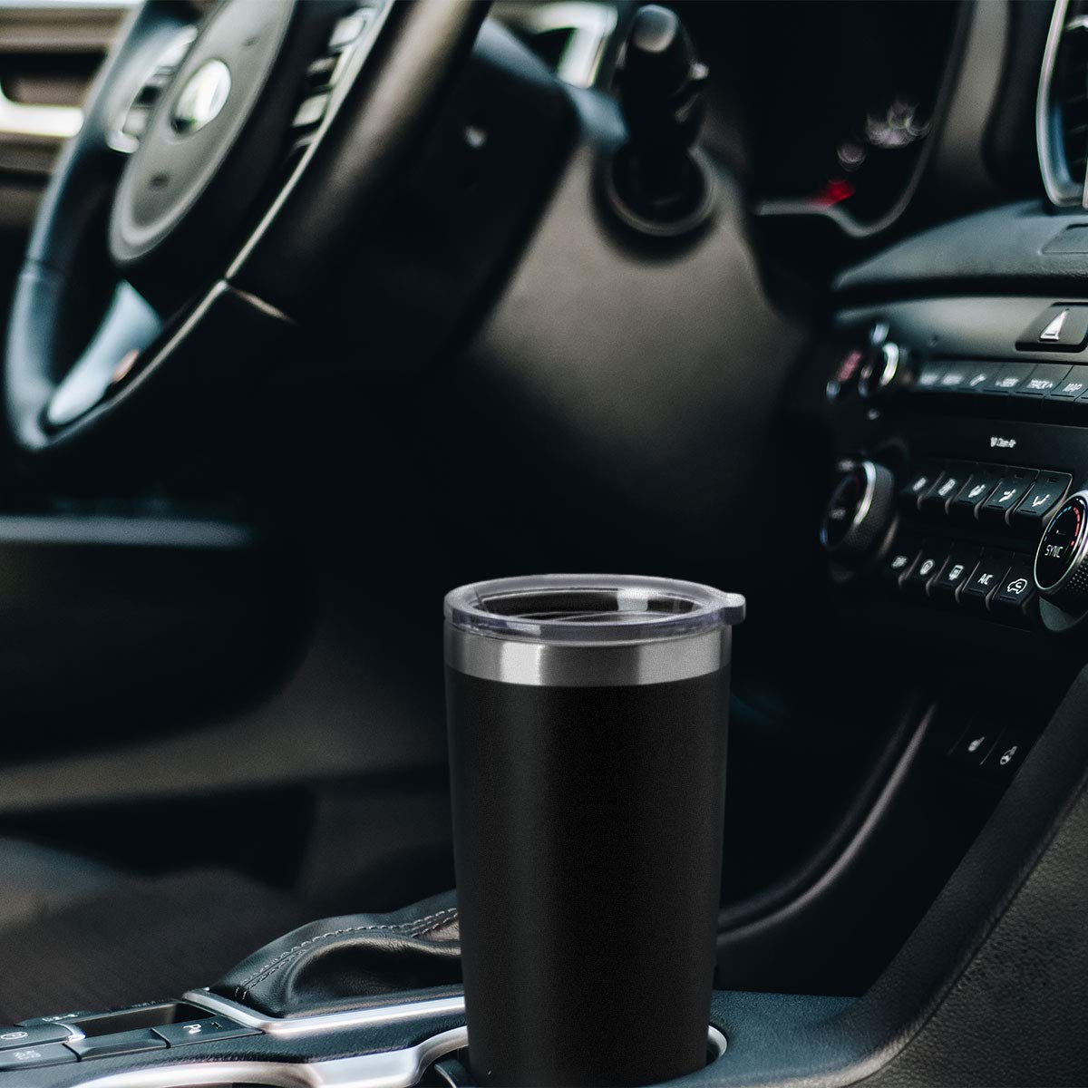 HASLE OUTFITTERS 20oz Tumblers Stainless Steel Mugs with Lid Double Wall Vacuum Insulated Coffee Cups for Cold & Hot Drinks (20oz-Black, 8 Pack)