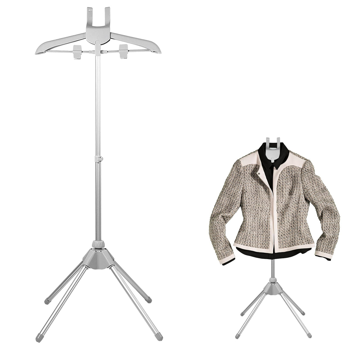 Handheld Garment Steamer Rack, Garment Hanger for Steaming Clothes Stand, Telescopic Garment Steamer Rack, Height Adjustable, Foldable Standing Garment Hanger for Steaming Clothes (grey)