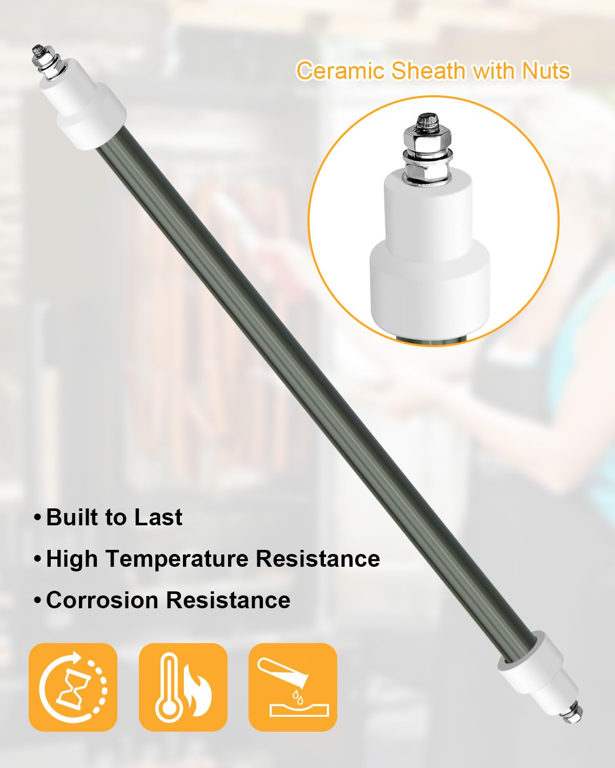 120V 500W Heating Element Compatible with Bradley Smoker BS611 BTDS76P 4-Rack Outdoor Electric Smoker BTDS108P 6-Rack Digital Food Smokers, Ceramic Sheath with Nuts