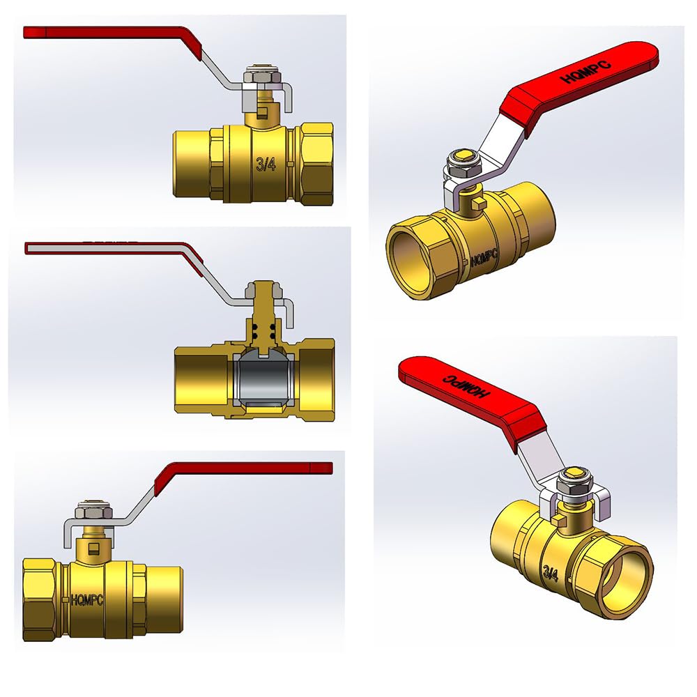 HQMPC Garden Brass Shut Off Valve Ball Valves 3/4" GHT Hose Shut Off Valve Hose Valves Big Fllow 2Pcs Long Handle