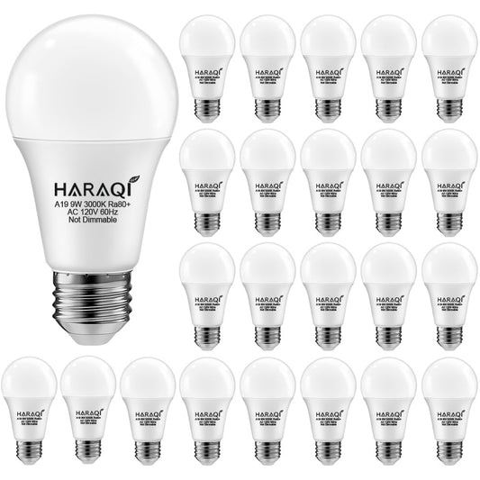 24 Pack 60W Equivalent 120V E26 Medium Base A19 LED Light Bulb, 3000K Warm White Light, Standard Household Bulbs for Ceiling Fan, Bedroom, Living Room