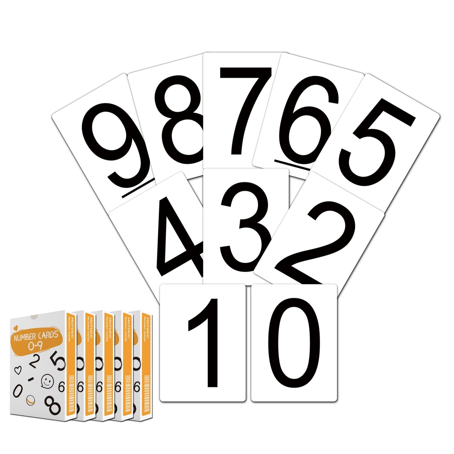 HUYUCC 5 Decks Number Cards for Classroom Supplies, Blank Deck Number Cards 0-9 Set of 55