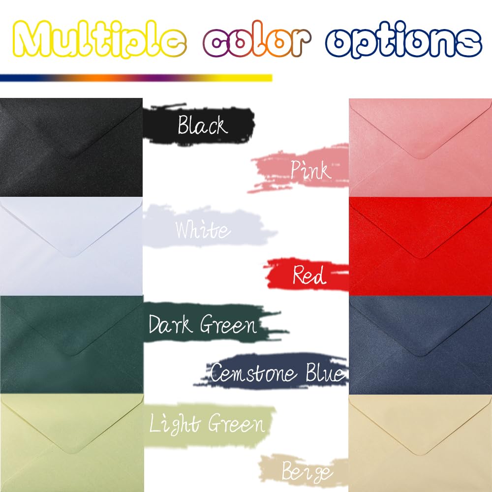 UoeRing Bulk 5x7 Self-Sealing Beige Envelopes 250 Pack - A7 (5.31×7.67in) Premium 120g Pearl Glitter Paper - Printable & Writable for Wedding Invitations,Greeting Cards - Includes Gold Stickers