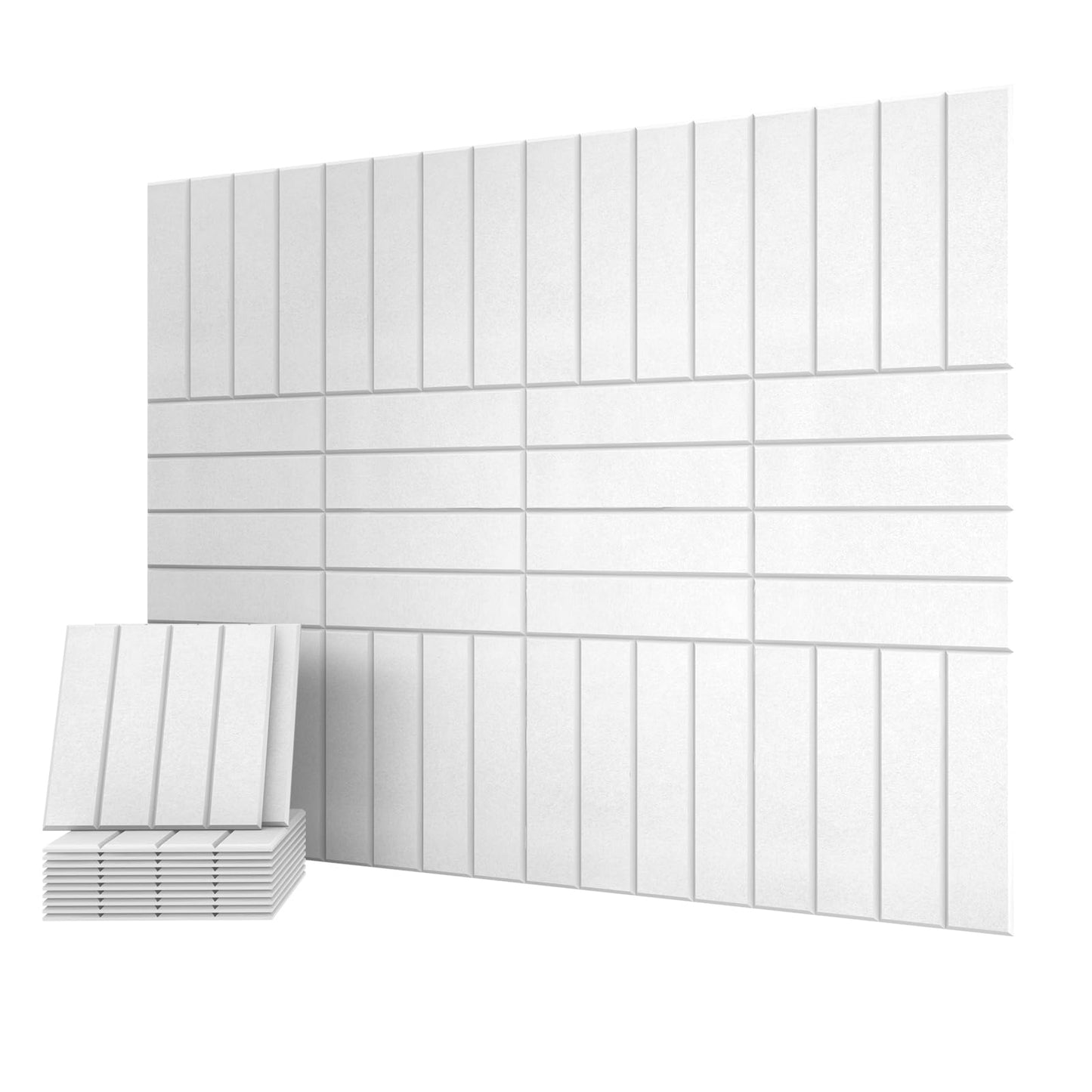 DrKlang 12 Pack Acoustic Panels, 11.8" x 11.8" Decorative Absorbing Panels, Wall and Ceiling Acoustical Treatment Panels for Home and Office - White