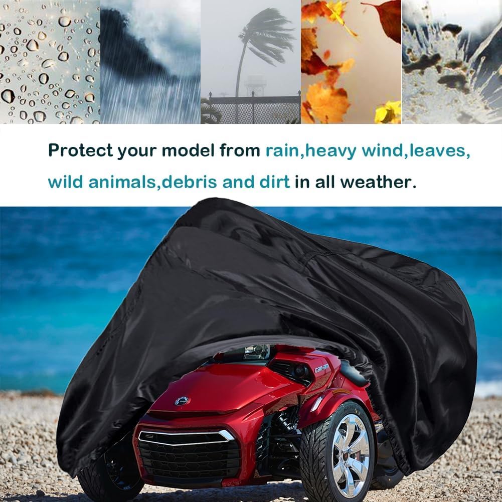 QYMOTO Spyder F3 Full Cover Ryker Cover Waterproof Compatible with Can Am Spyder F3-S/F3-T Ryker 600 900 Sport Rally 420D Heavy Duty Waterproof All Weather Protection Canvas(NOT for Limited Version)