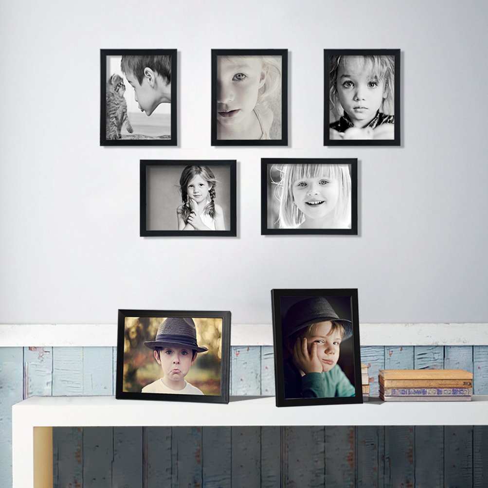 Giftgarden 8x10 Picture Frame Multi Photo Frames Set for Wall or Tabletop Display, 7 Pack, Black