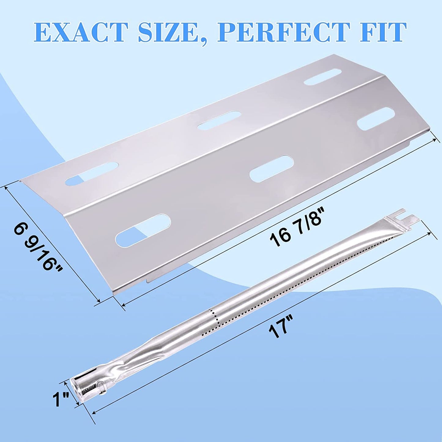 Criditpid Barbecue Replacement Parts for Ducane Grill 30400040, 3200, 3400, Ducane 3 Burner DUCHD1, 30500048, DUCHP1, 30500602, Stainless Steel Burner Tubes and Heat Plate Shields.