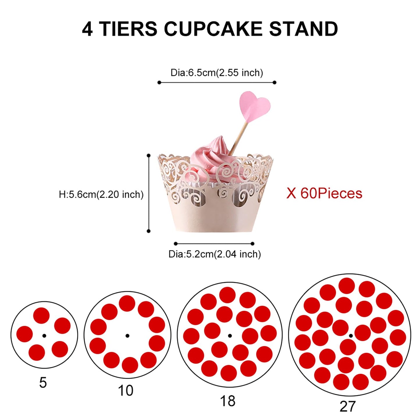 Cupcake Stand, 4-Tier Round Acrylic Cupcake Display Stand Dessert Tower Pastry Stand for Wedding Birthday Theme Party- 15.7 Inches (Transparent)