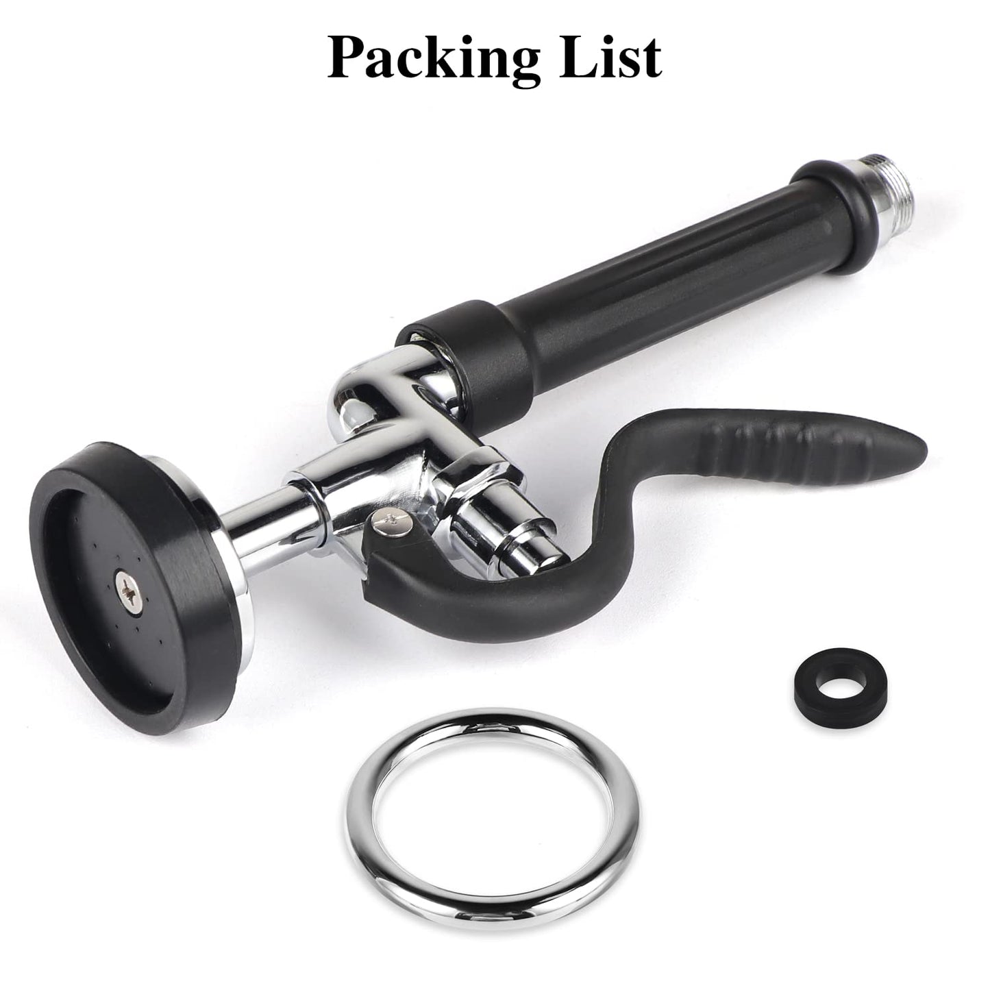 KWODE Pre-Rinse Spray Valve Commercial Kitchen Sink Faucet Sprayer Head with Hand Grip Assembly 1.42GPM High Pressure Dish Sprayer Nozzle Kit for Restaurant Industrial Faucet, Chrome (Black)