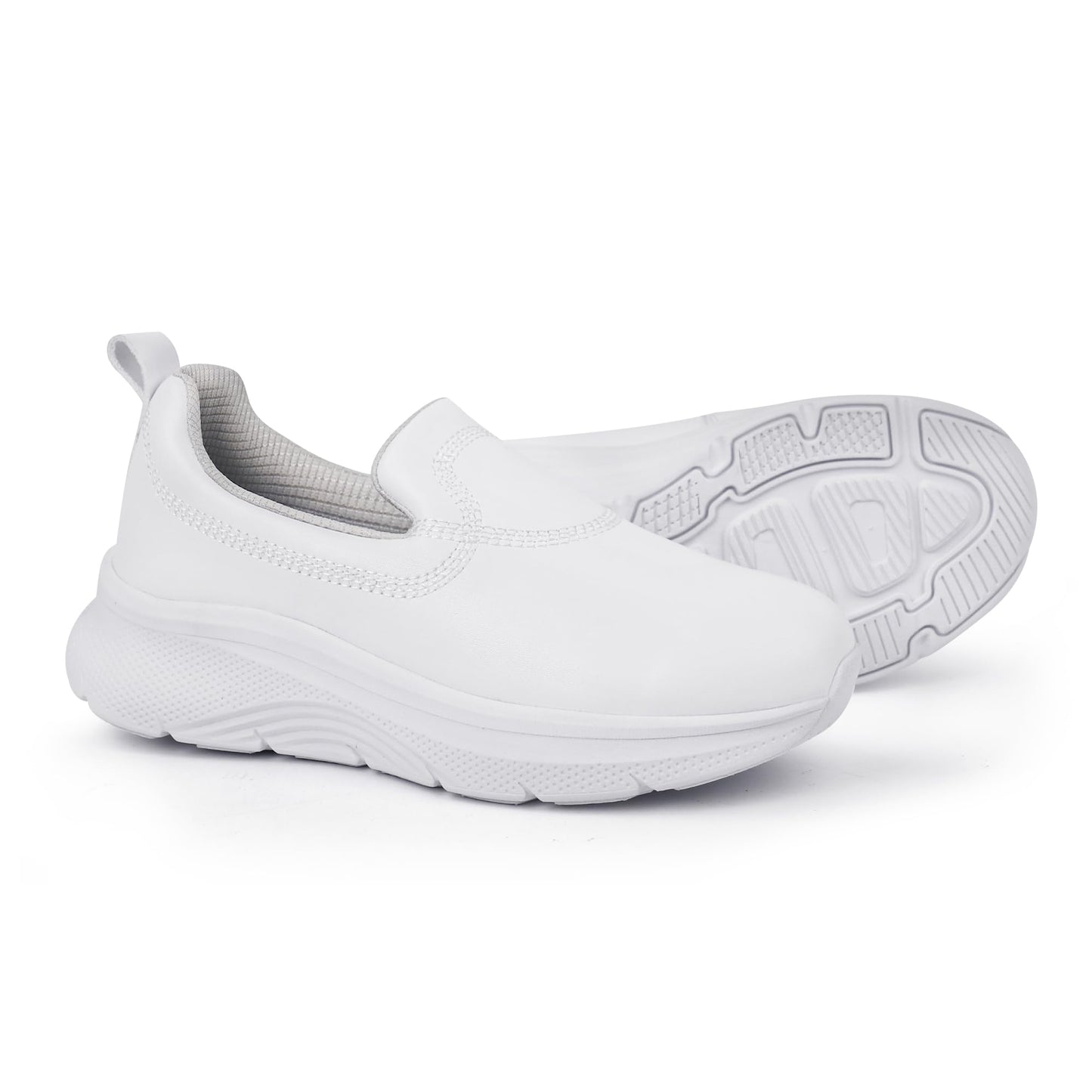 Hawkwell Women's Slip On Arch Support Comfortable Nursing Shoes Lightweight Slip Resistant Work Shoes,White Synthetic,7 M US