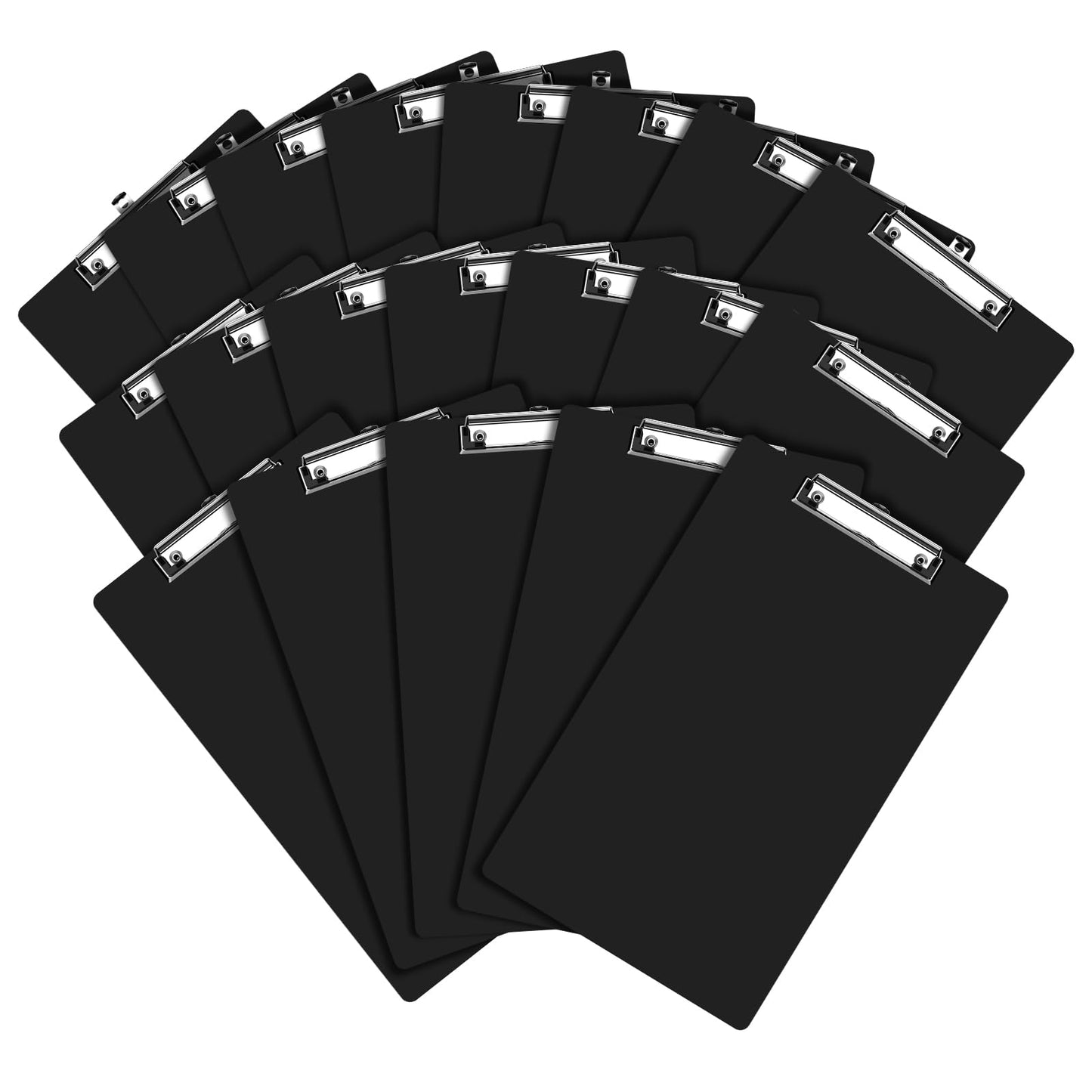 Juvealoe Legal Size Clipboard, 8.5 x 14 Black Plastic Long Clip Board with Low Profile Clip, 9 x 15 in, Suitable for Legal Lawers and Business, Office Supply(Pack of 15)