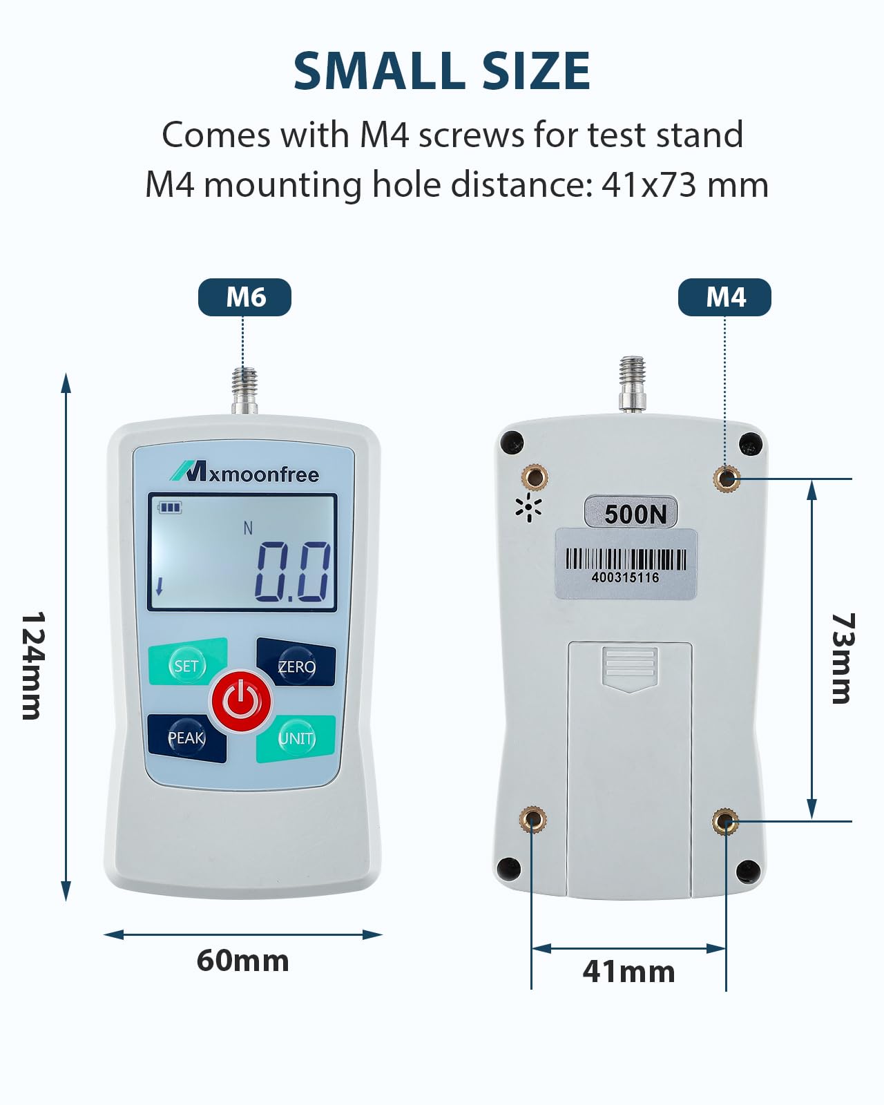 Mxmoonfree 50N Digital Force Gauge Push Pull Gauge Portable Force Meter with Units N/LB/Kg/Oz, Storage Case, Auto Backlit LCD, Auto Power-Off (ZMF-50N)