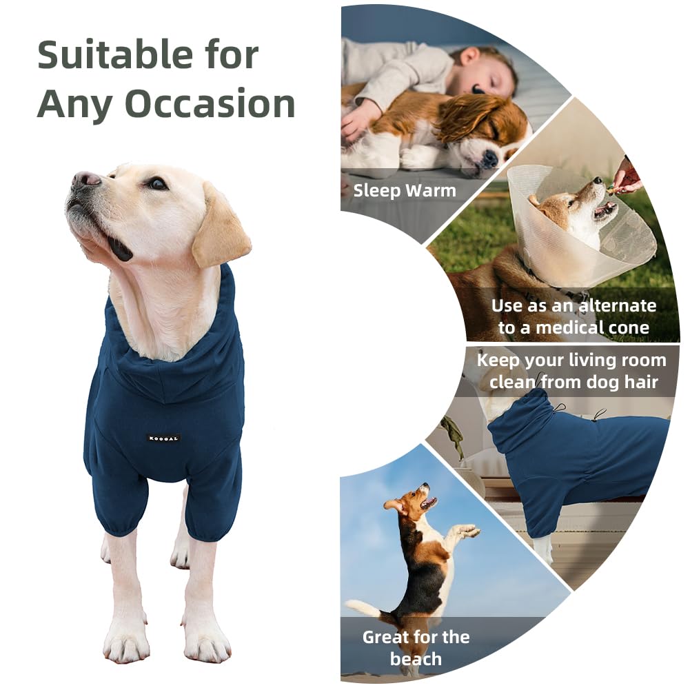 KOOGAL Pet Pajamas for Large Dogs, Extra Large Stretch, Suitable for Adult Dogs, Medium Dogs, Large Dogs Jumpsuit Four-Legged, Surgical Recovery (Blue, 4XL-Fit for 51-77 pounds)