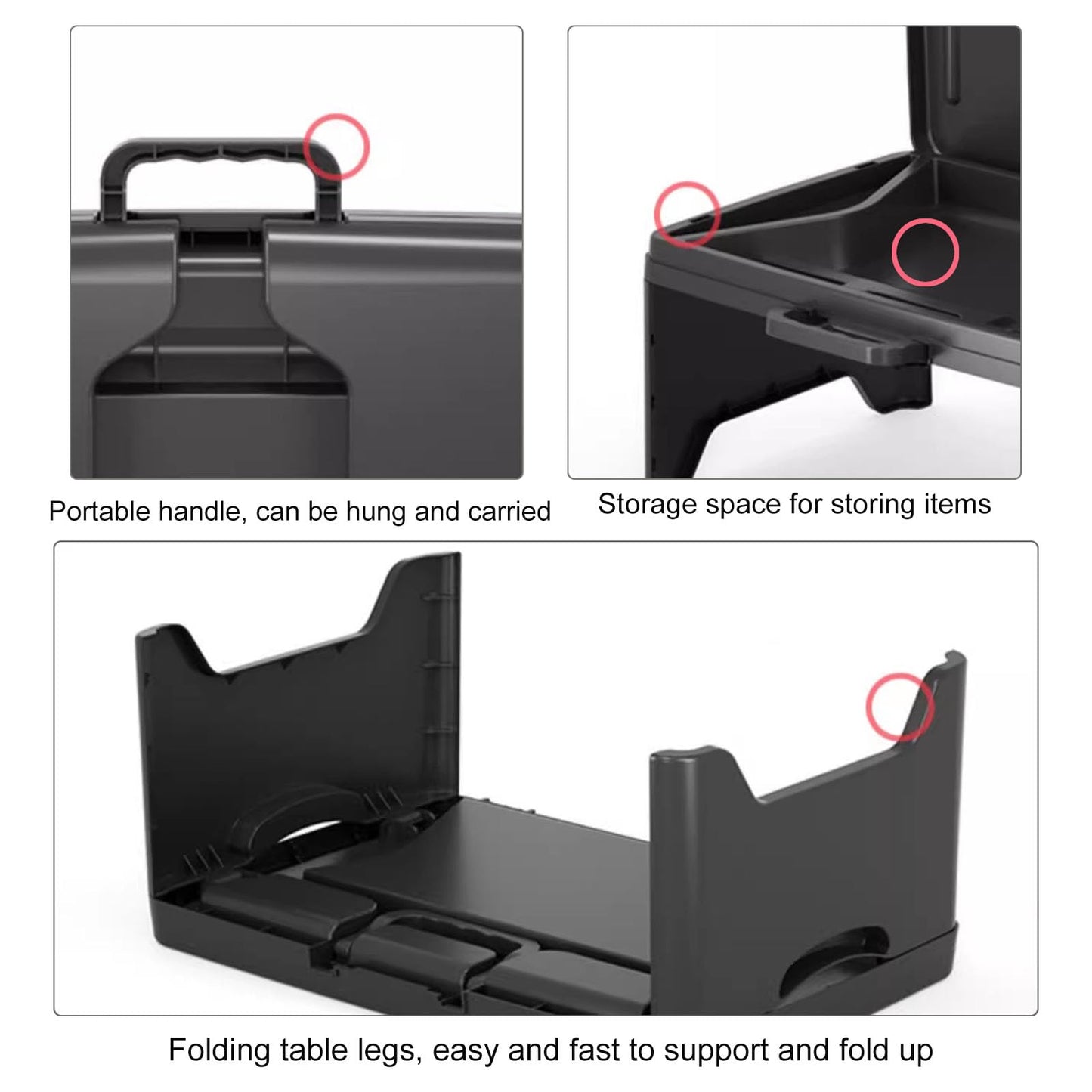 Tlingsd Folding Lap Desk for Bed with Compartments Storage Pocket,Color Foldable Laptop Table for Children's Activities,Bed Desk,Laptop Desk, Breakfast Table, Bed Table, Serving Tray (Black)
