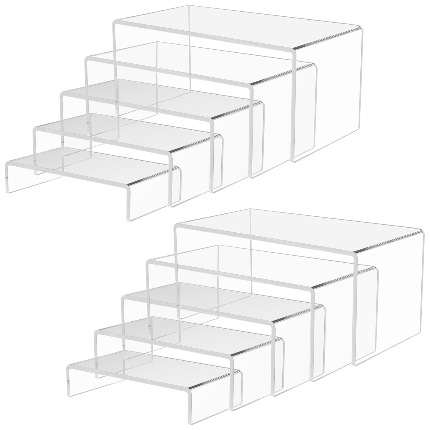 Acrylic Display Risers, Clear Product Stand, Jewelry Display Riser,Shelf Showcase Fixtures For Collectibles Display (5 Sizes L (2Sets))
