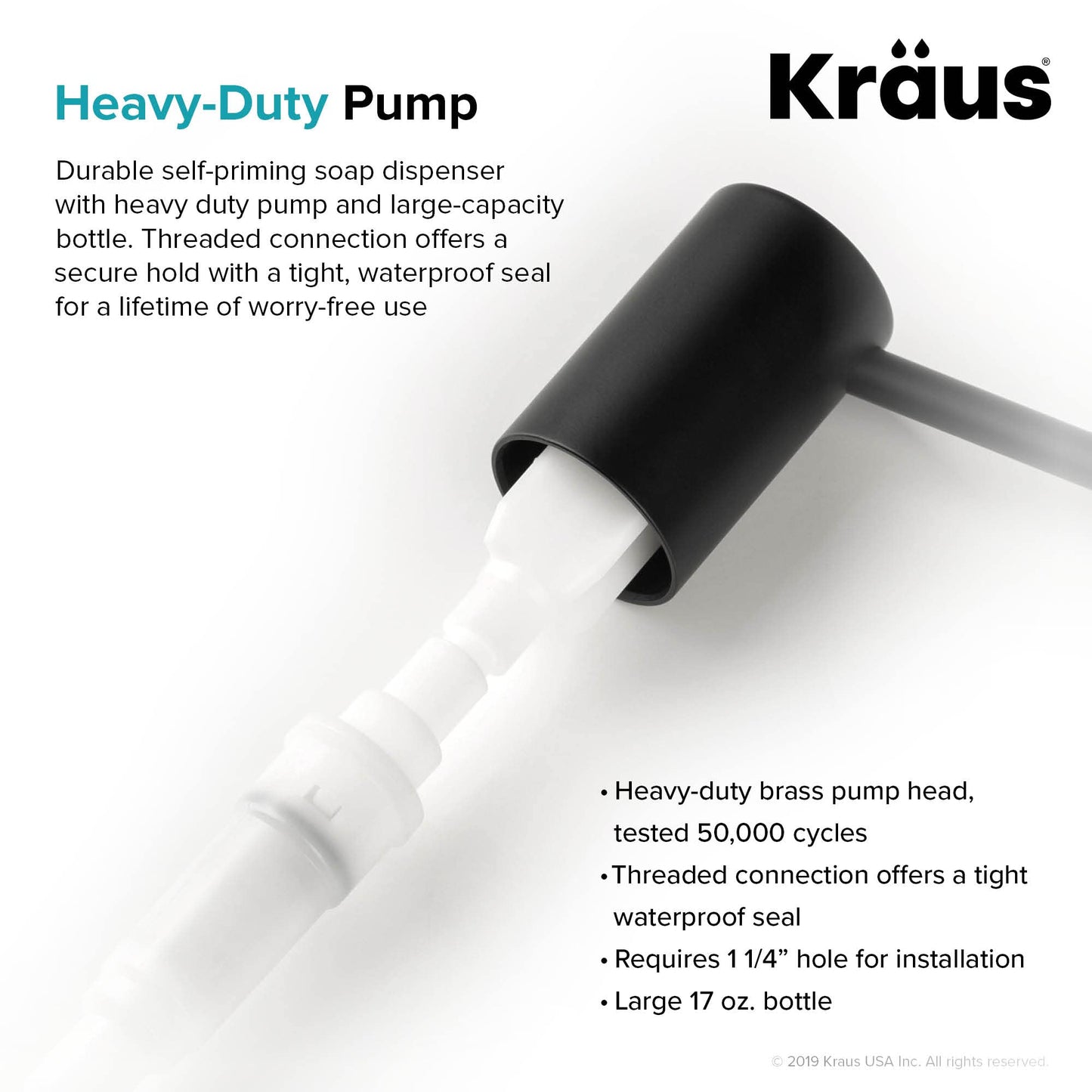 KRAUS Kitchen Soap and Lotion Dispenser in Matte Black, KSD-43MB