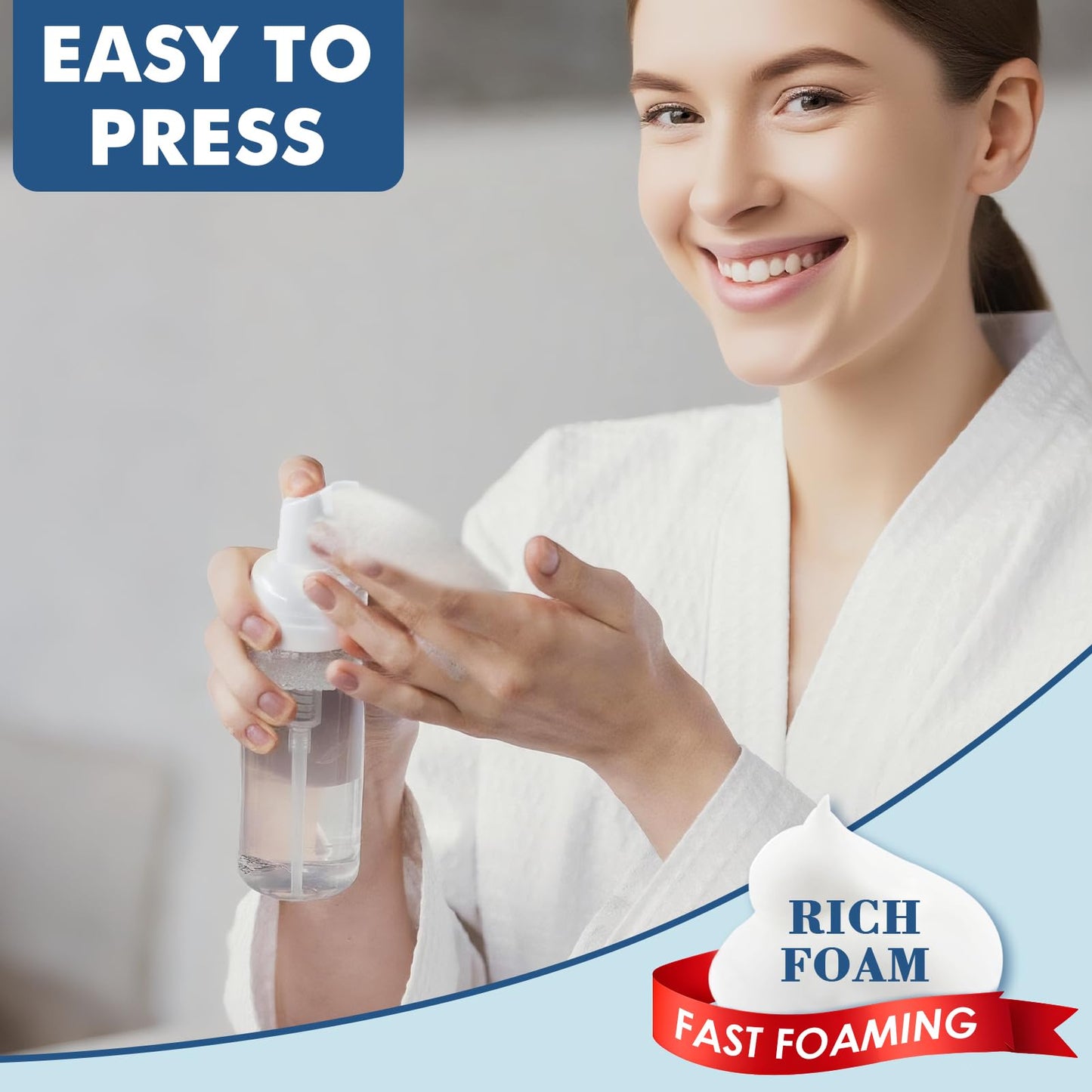 50 Pcs 2 oz Plastic Foam Pump Bottle Refillable 60ml Travel Mousse Foaming Soap Dispenser Mini Eyelash Cleaning Foam Bottle Dispenser for Face Wash Lash Shampoo Skin Care