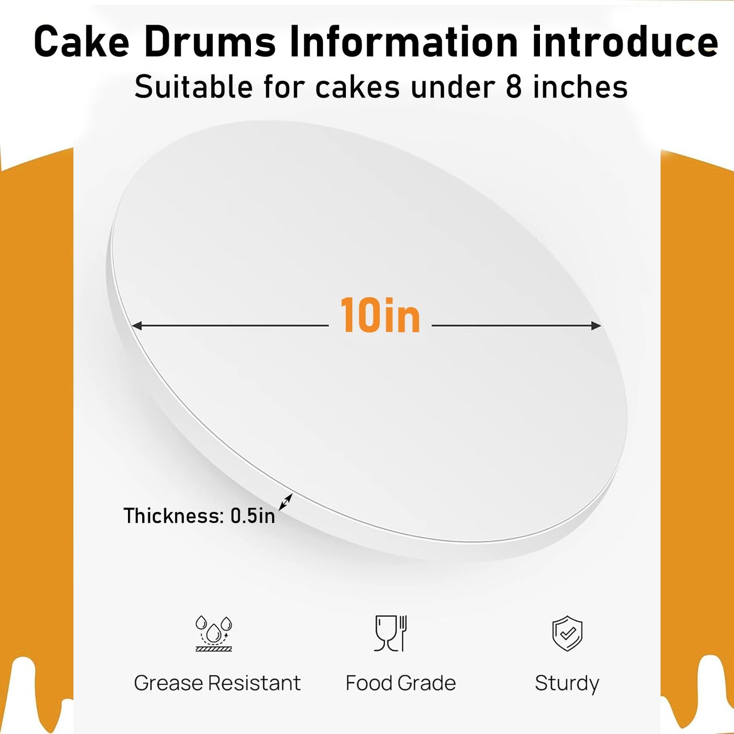 14 PCS Cake Drums 10 Inch, Cake Boards 10 Inch, 10 Inch Cake Drum, Cake Boards 10 Inch Round, Cake Drum 10 Inch Round, 1/2" Thick Cardboard, Sturdy Cake Base, Food Grade Cake Rounds, Base para Pastel