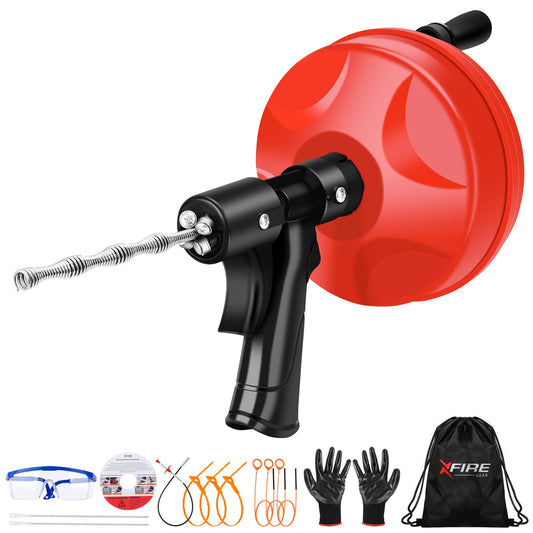 35 FT Plus Double Mode Drain Snake Tools, 13-in-1 Drain Auger for Sink and Drain Unblocking, Plumbing Snake for Kitchen, Bathrom and Shower Sink, Snake for Real DYIs[Upgraded 4.0]