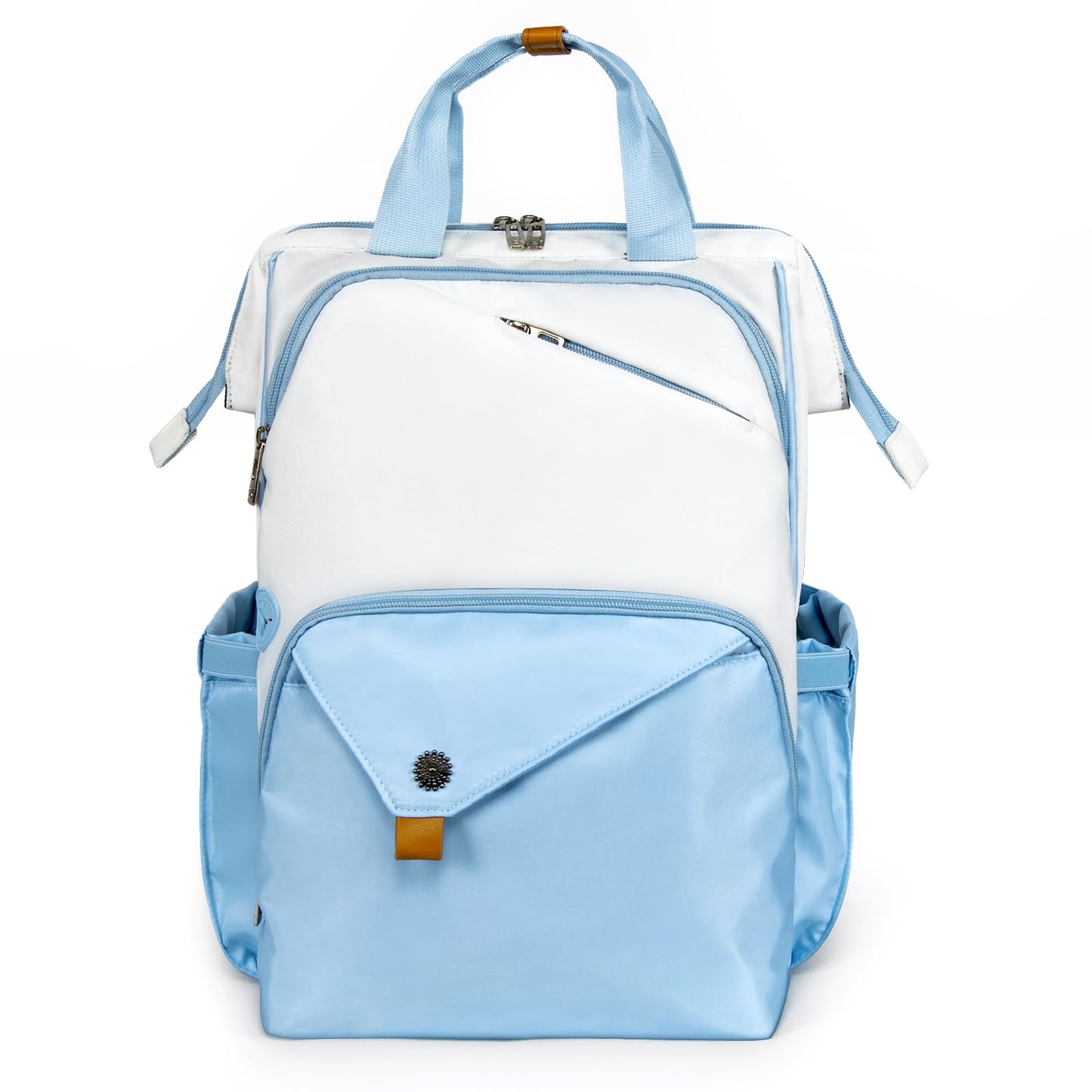 Hap Tim Travel Backpack Carry On Flight Approved, Laptop Backpack for School, Work Backpack Woman, White Blue（7651-WB）