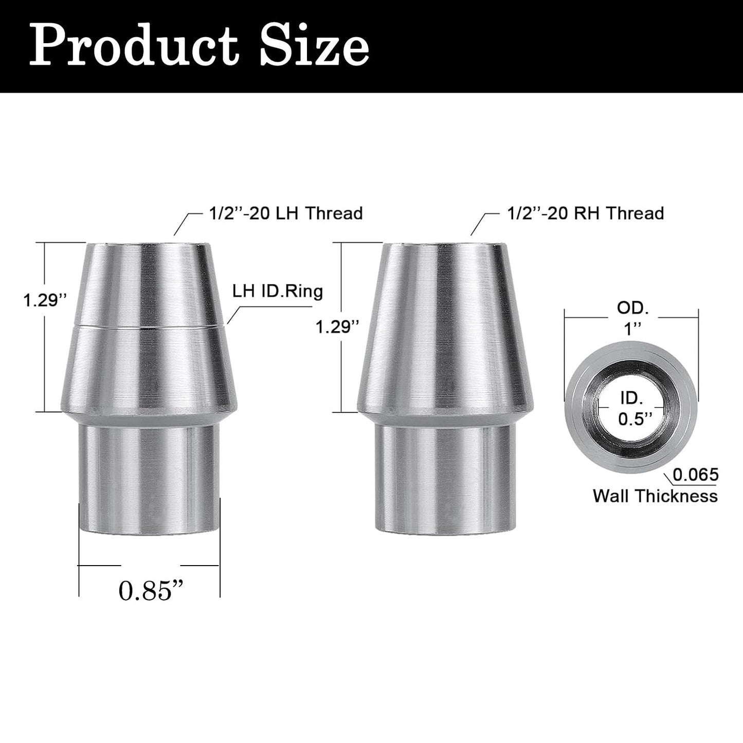GaiRen 1/2” Heim Joints Kit, 0.5” Rod End Chromoly Joints Panhard Kit Right and Left Hand Thread with Jam Nut and Bung (2 Pair)