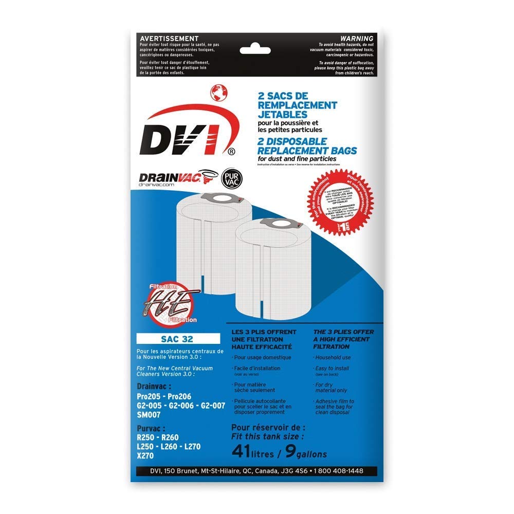 DrainVac Sac-32 Cloth Central Vacuum Bag