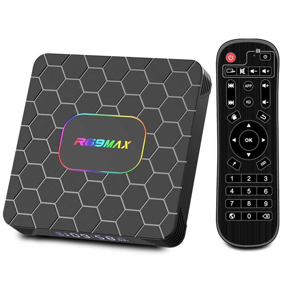 Android TV Box,2025 Android 14 TV Box with 4K 8K HDR10 Wi-Fi 6 4GB RAM 64GB ROM Quad Core ARM Cortex-A53 Chip, Android Box 14.0 2.4G/5G Wi-Fi Ethernet Bluetooth5.0 H.265 3D 4K Smart Box