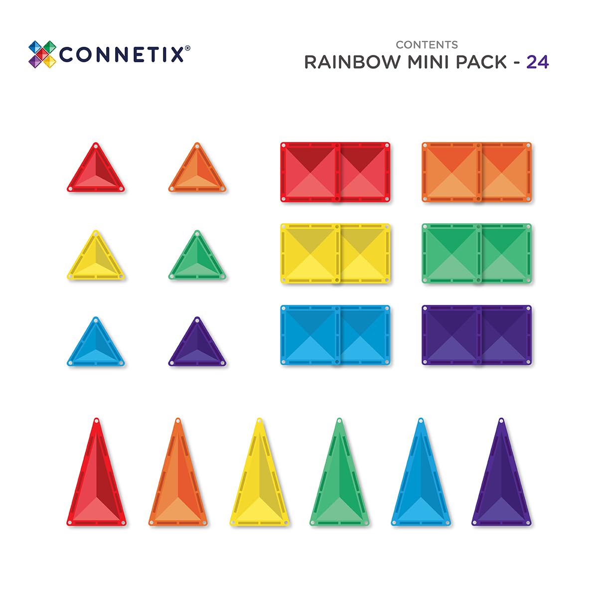 CONNETIX Rainbow Mini Pack, 24 Pieces