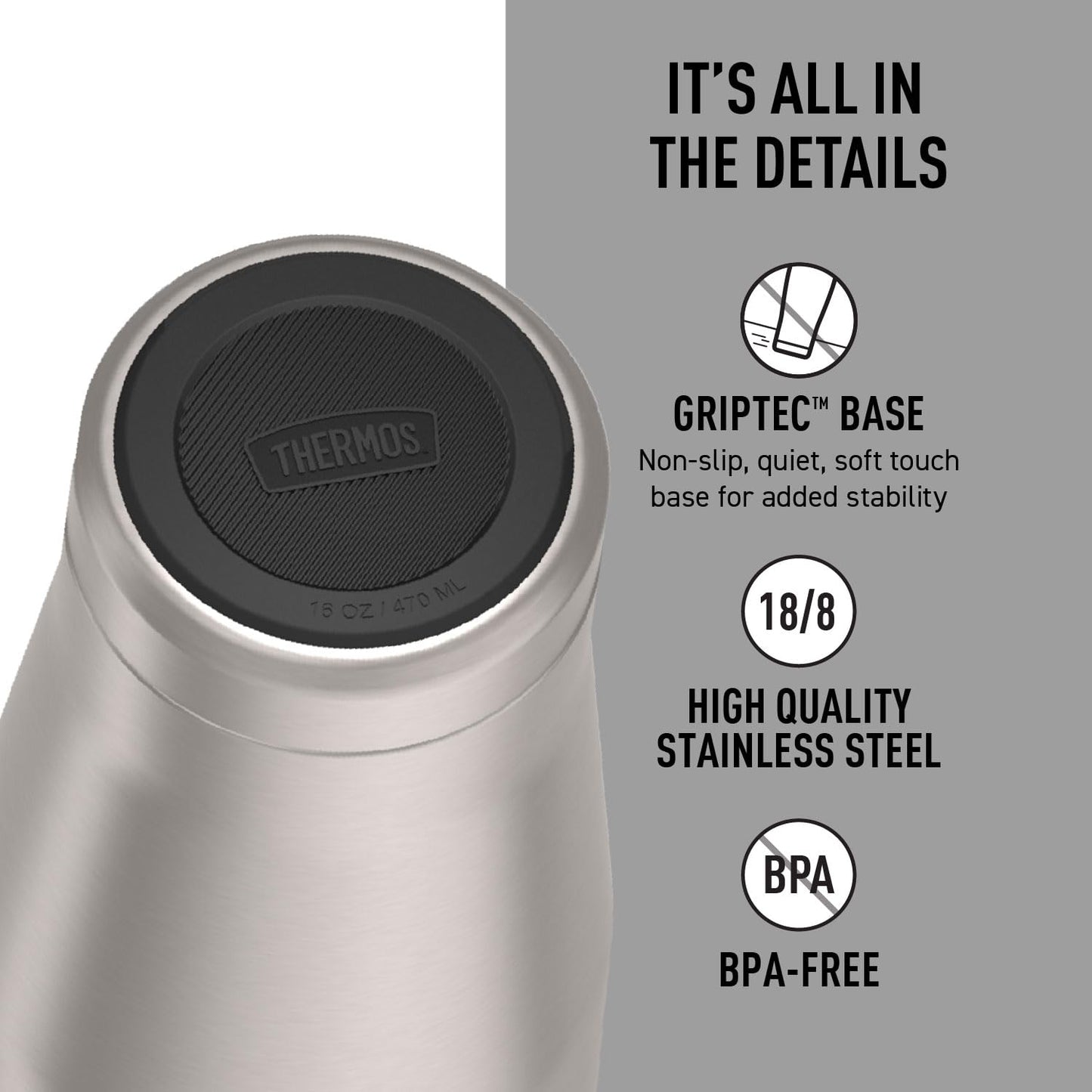 THERMOS ICON Series 16 oz Stainless Steel Tumbler Matte Steel