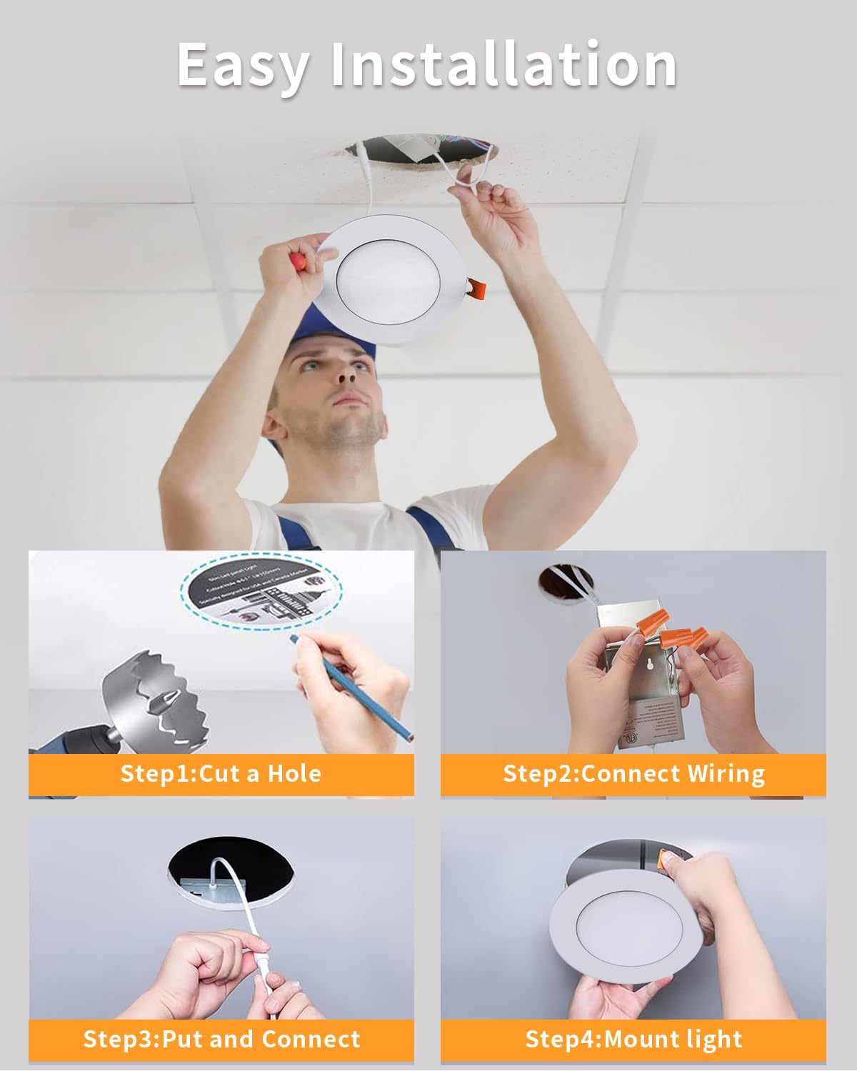 12 Pack 4 Inch 6CCT LED Recessed Pot Lights with Junction Box, Dimmable IC-Rated Ultra-Thin Ceiling Light, 2700K 3000K 3500K 4000K 5000K 6000K Color Changeable 9W 75W Eqv, 750LM