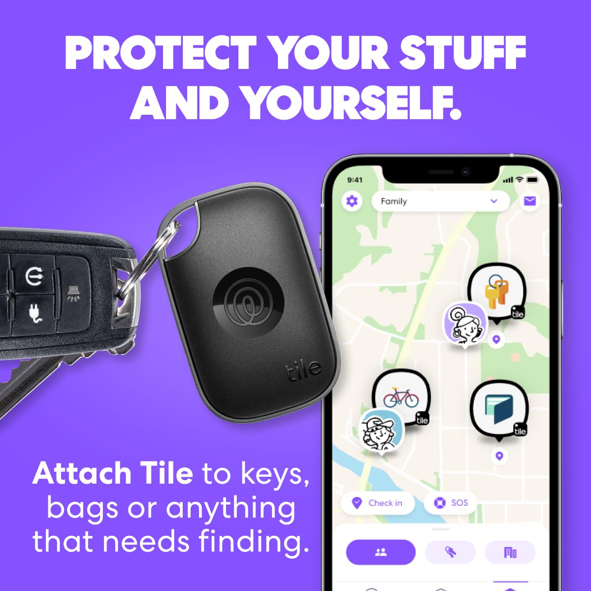 Tile by Life360 Pro - Powerful Bluetooth Tracker, Key Finder and Item Locator for Keys Bags, and More. Both iOS and Android Compatible. Phone Finder. 2-Pack (Black/White)